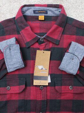 Tailor Vintage Shirt NWT Men Large Tibetan Red/Black Buffalo Airotec Long Sleeve